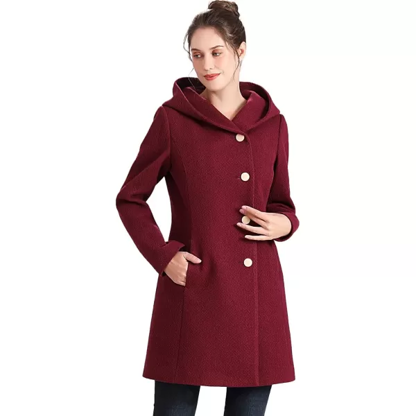 BGSD Women Sol Wool Asymmetrical Hooded Walker Coat Regular amp Plus Size amp PetiteRosewood