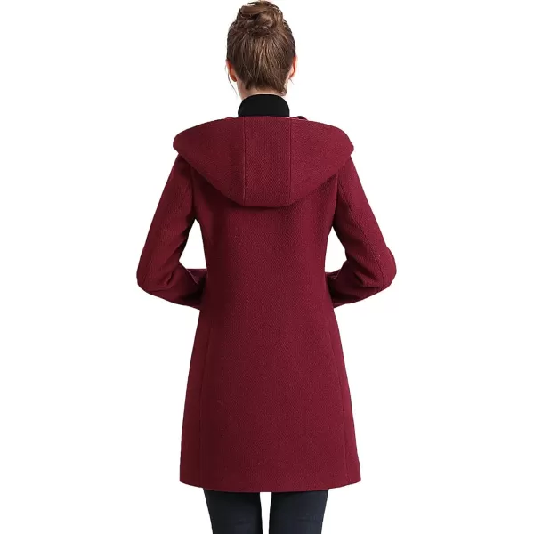 BGSD Women Sol Wool Asymmetrical Hooded Walker Coat Regular amp Plus Size amp PetiteRosewood