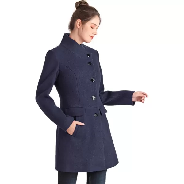 BGSD Women Sue Wool Stand Collar Walker CoatBlack