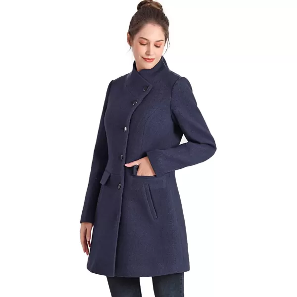 BGSD Women Sue Wool Stand Collar Walker CoatBlack