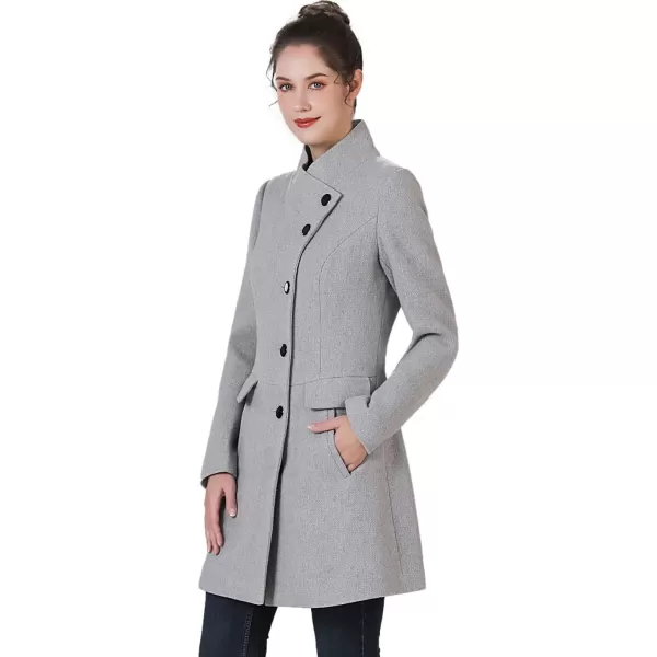 BGSD Women Sue Wool Stand Collar Walker CoatGray