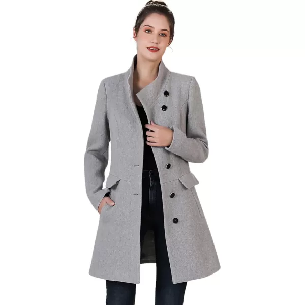 BGSD Women Sue Wool Stand Collar Walker CoatGray