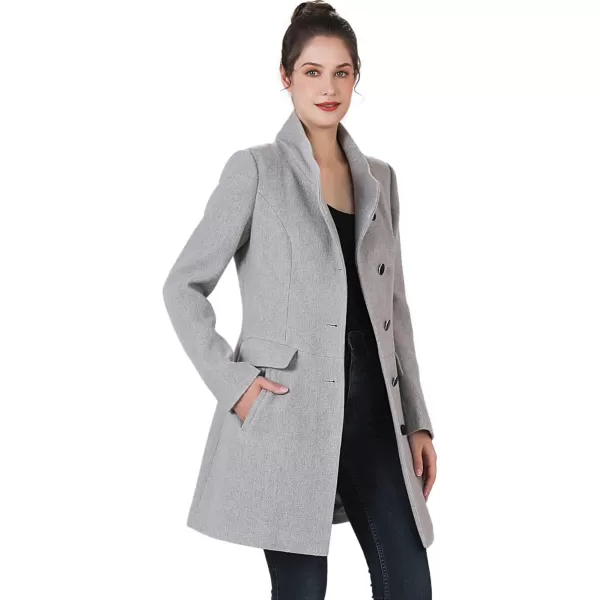 BGSD Women Sue Wool Stand Collar Walker CoatGray