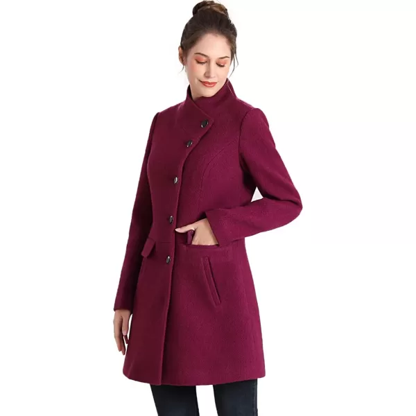 BGSD Women Sue Wool Stand Collar Walker CoatPlum