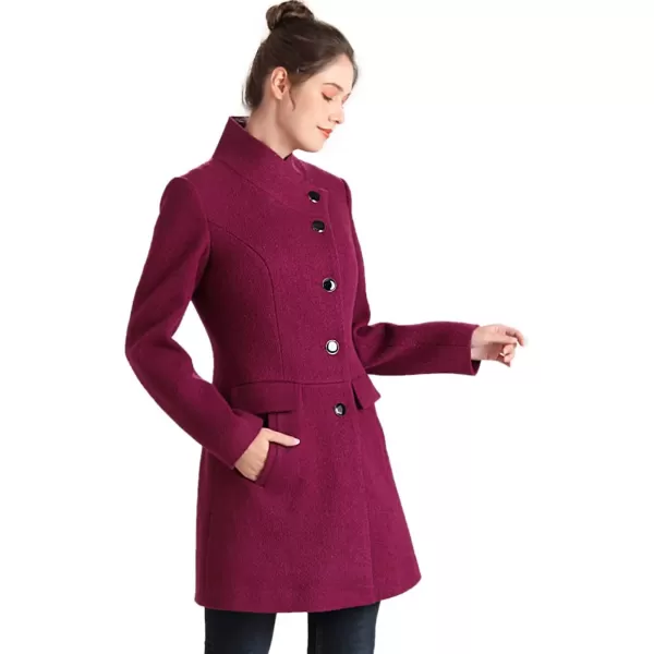 BGSD Women Sue Wool Stand Collar Walker CoatPlum