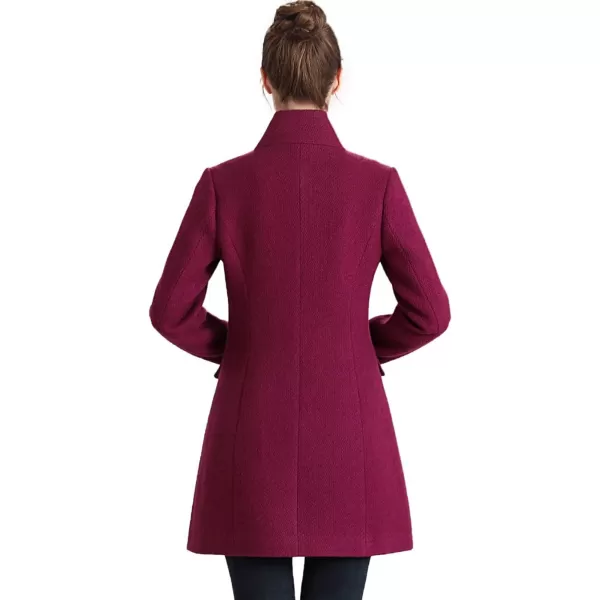 BGSD Women Sue Wool Stand Collar Walker CoatPlum