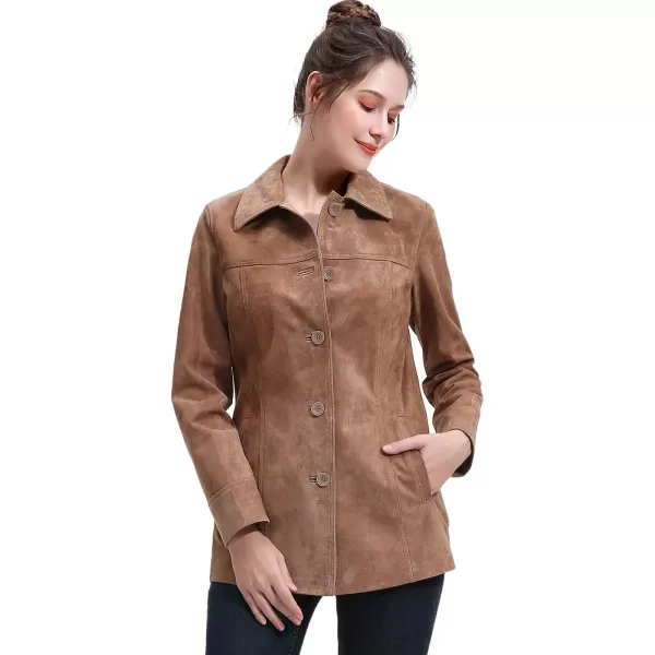 BGSD Women Suede Leather Coat Regular amp Plus Size amp PetiteCaramel