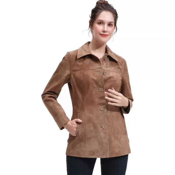 BGSD Women Suede Leather Coat Regular amp Plus Size amp PetiteCaramel