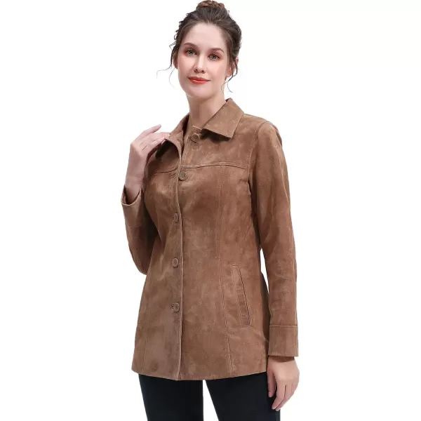 BGSD Women Suede Leather Coat Regular amp Plus Size amp PetiteCaramel