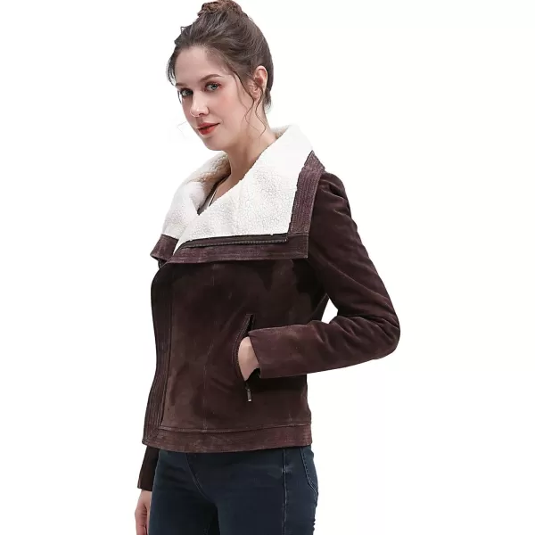 BGSD Women Suede Leather Jacket Regular amp Plus Size amp PetiteBrown