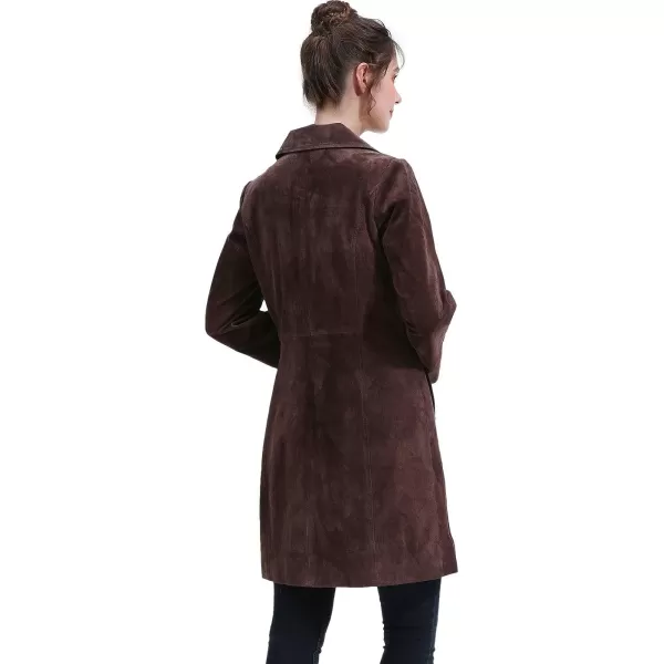 BGSD Women Suede Leather Walking Coat Regular amp Plus Size amp PetiteBrown