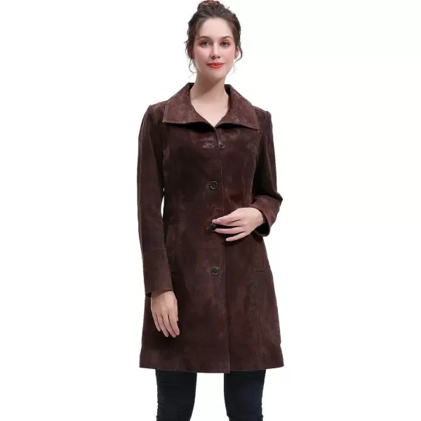 BGSD Women Suede Leather Walking Coat Regular amp Plus Size amp PetiteBrown