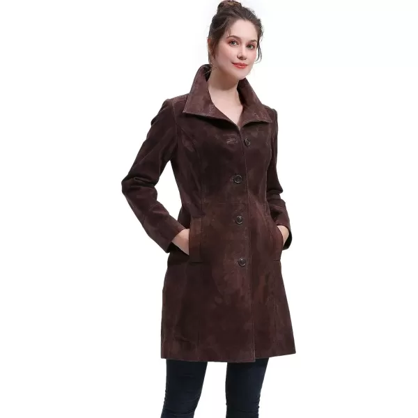 BGSD Women Suede Leather Walking Coat Regular amp Plus Size amp PetiteBrown