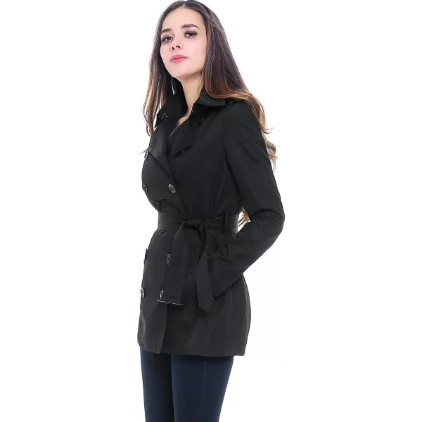 BGSD Women Tori Waterproof Hooded Short Trench CoatBlack