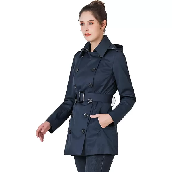 BGSD Women Tori Waterproof Hooded Short Trench CoatNavy