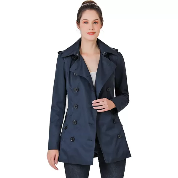 BGSD Women Tori Waterproof Hooded Short Trench CoatNavy