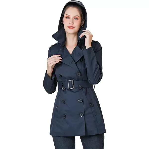 BGSD Women Tori Waterproof Hooded Short Trench CoatNavy