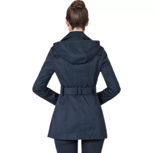 BGSD Women Tori Waterproof Hooded Short Trench CoatNavy