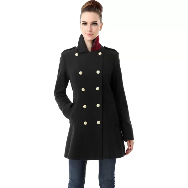 BGSD Women Victoria Wool Fitted Military Melton Coat Regular amp Plus Size amp PetiteBlack