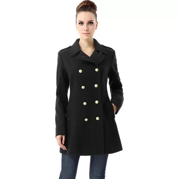 BGSD Women Victoria Wool Fitted Military Melton Coat Regular amp Plus Size amp PetiteBlack