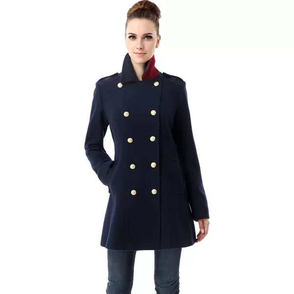 BGSD Women Victoria Wool Fitted Military Melton Coat Regular amp Plus Size amp PetiteNavy