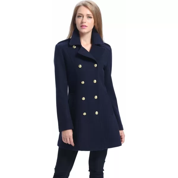 BGSD Women Victoria Wool Fitted Military Melton Coat Regular amp Plus Size amp PetiteNavy