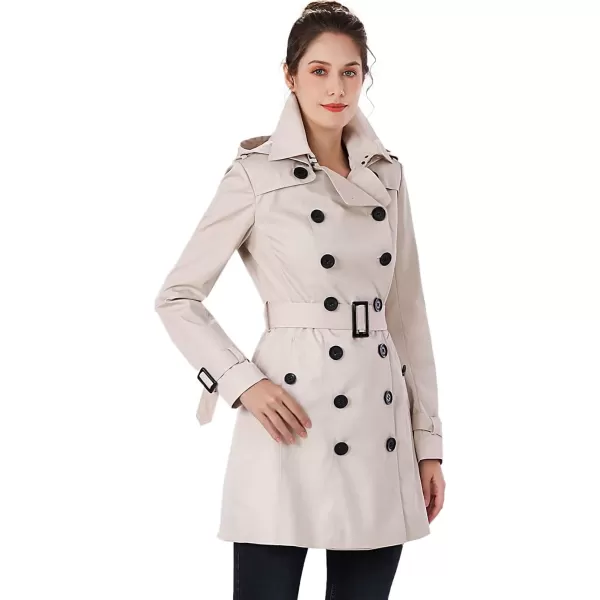 BGSD Women Viv Waterproof Hooded Mid Length Trench CoatBiscuit