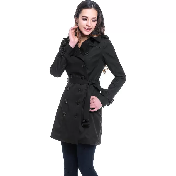 BGSD Women Viv Waterproof Hooded Mid Length Trench CoatBlack