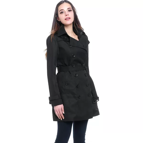 BGSD Women Viv Waterproof Hooded Mid Length Trench CoatBlack