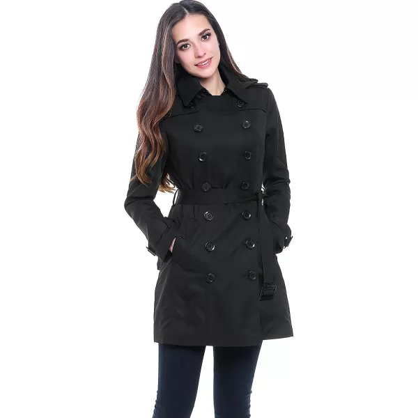 BGSD Women Viv Waterproof Hooded Mid Length Trench CoatBlack