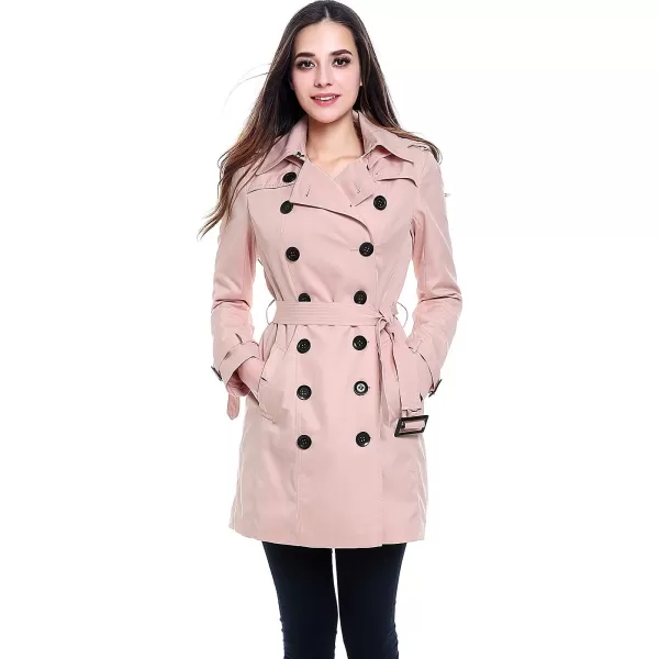 BGSD Women Viv Waterproof Hooded Mid Length Trench CoatBlush