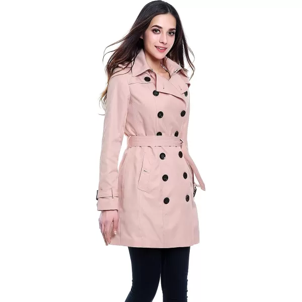 BGSD Women Viv Waterproof Hooded Mid Length Trench CoatBlush