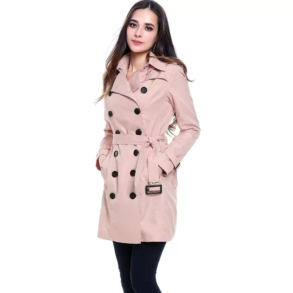 BGSD Women Viv Waterproof Hooded Mid Length Trench CoatBlush