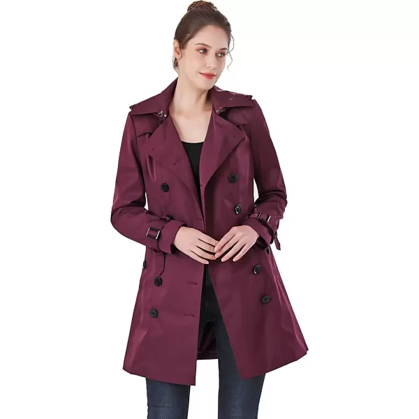 BGSD Women Viv Waterproof Hooded Mid Length Trench CoatGrape Wine