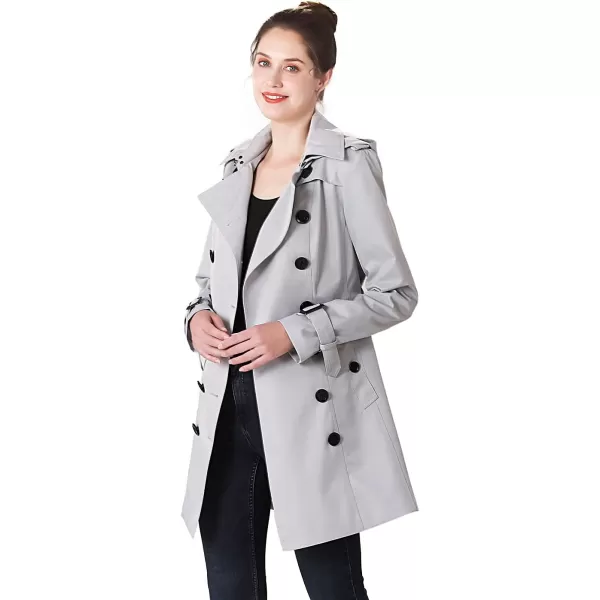 BGSD Women Viv Waterproof Hooded Mid Length Trench CoatGray