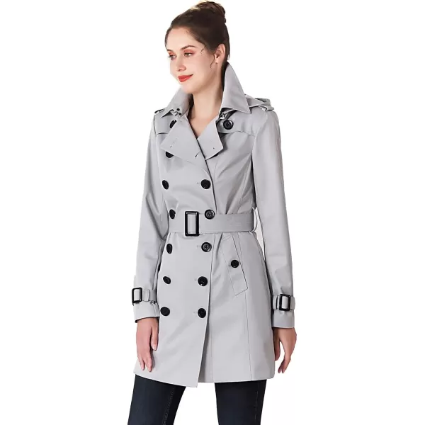 BGSD Women Viv Waterproof Hooded Mid Length Trench CoatGray