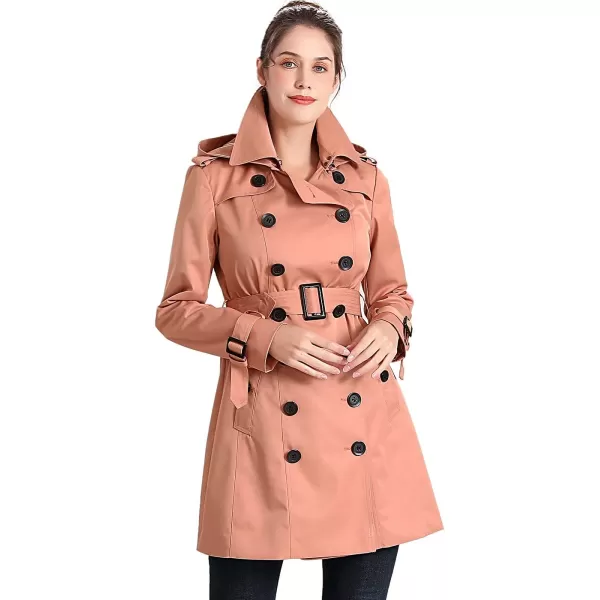 BGSD Women Viv Waterproof Hooded Mid Length Trench CoatGuava