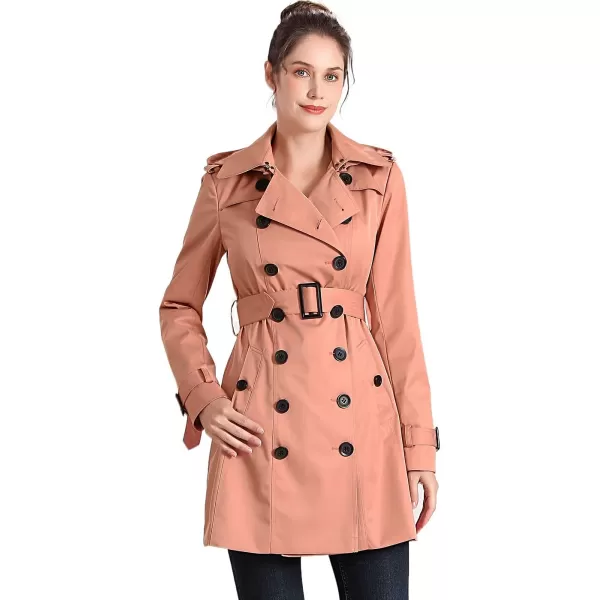 BGSD Women Viv Waterproof Hooded Mid Length Trench CoatGuava