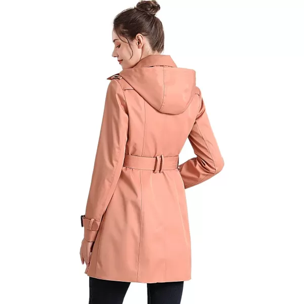 BGSD Women Viv Waterproof Hooded Mid Length Trench CoatGuava