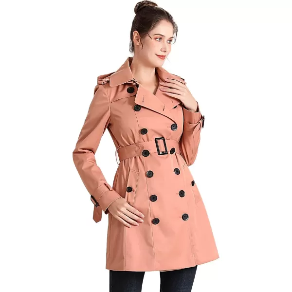 BGSD Women Viv Waterproof Hooded Mid Length Trench CoatGuava