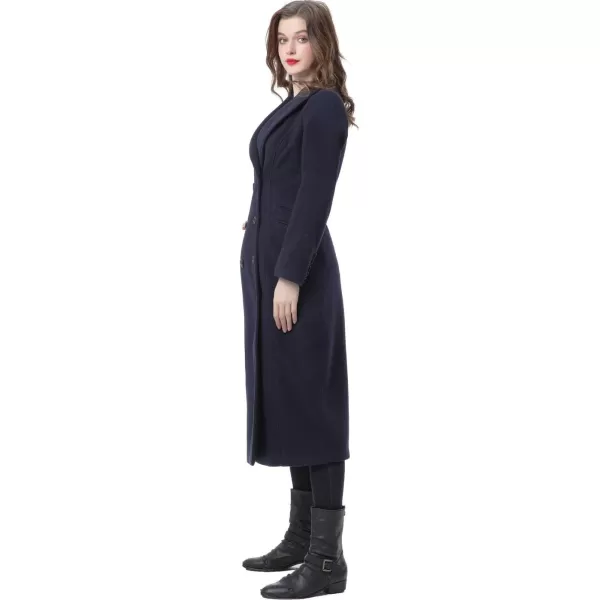 BGSD Women Vivian Double Breasted Wool Long Coat Regular and Plus SizeBlack