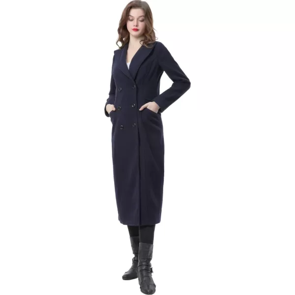 BGSD Women Vivian Double Breasted Wool Long Coat Regular and Plus SizeBlack