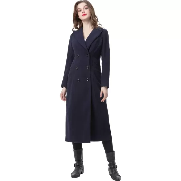 BGSD Women Vivian Double Breasted Wool Long Coat Regular and Plus SizeBlack