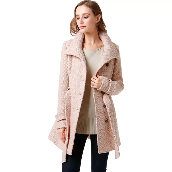 BGSD Women Wool Belted Walking CoatBlush