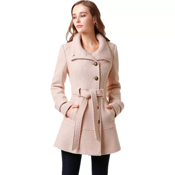 BGSD Women Wool Belted Walking CoatBlush