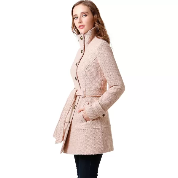 BGSD Women Wool Belted Walking CoatBlush