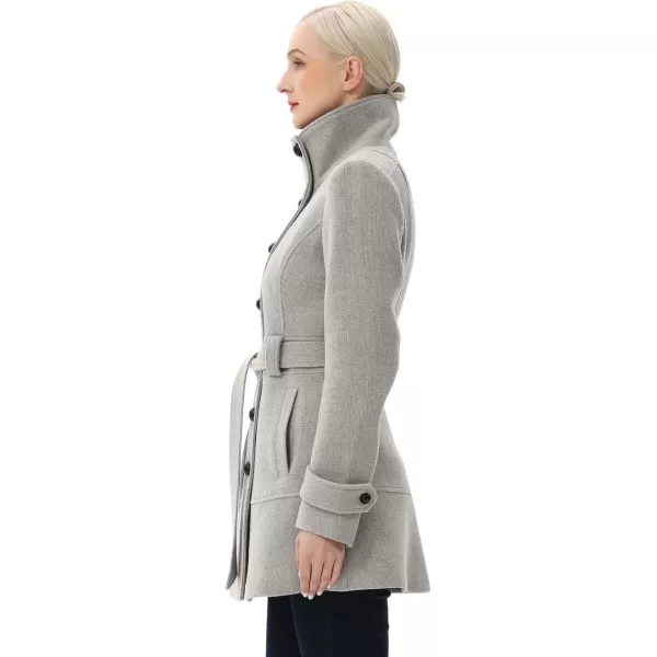 BGSD Women Wool Belted Walking CoatGray