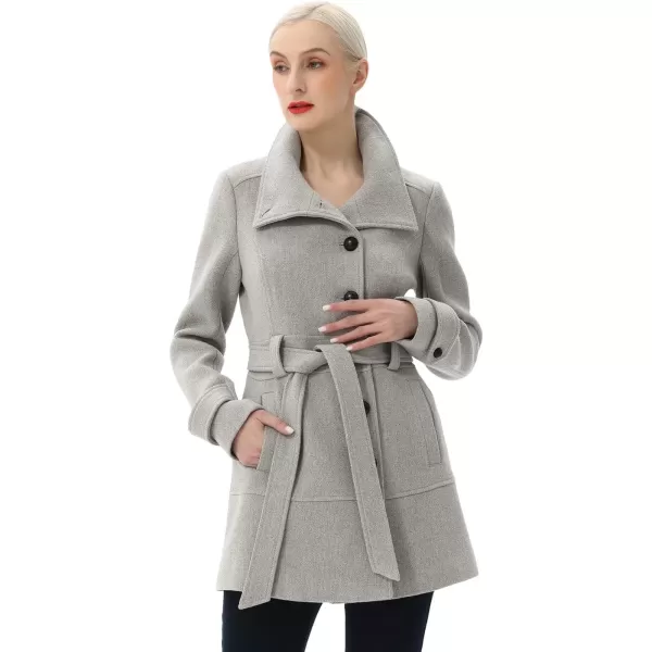 BGSD Women Wool Belted Walking CoatGray