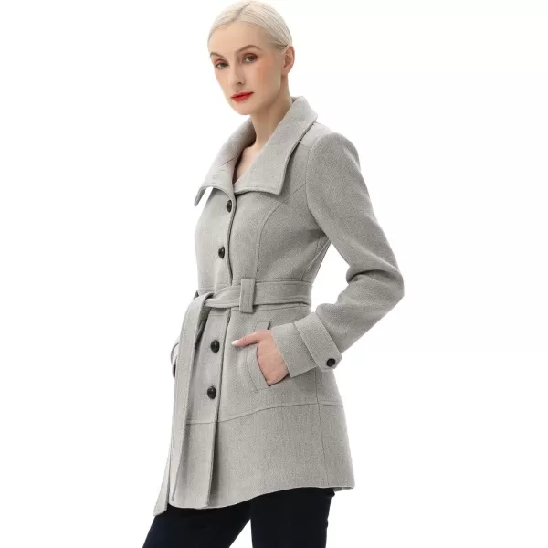 BGSD Women Wool Belted Walking CoatGray