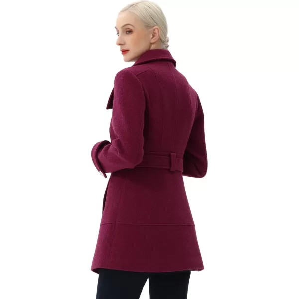 BGSD Women Wool Belted Walking CoatPlum